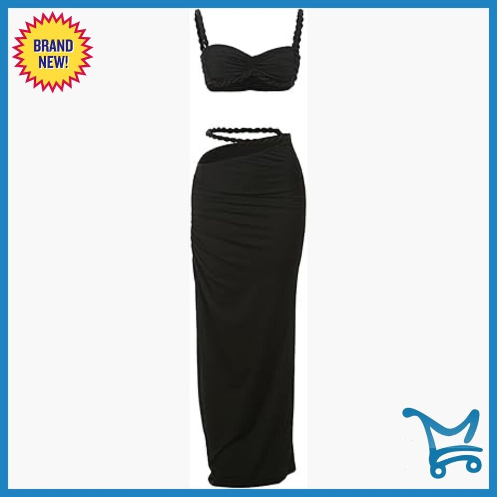 Sexy Backless Cami Top and Cut Out Skirt Set, Polyester Mini Dress for Night Out